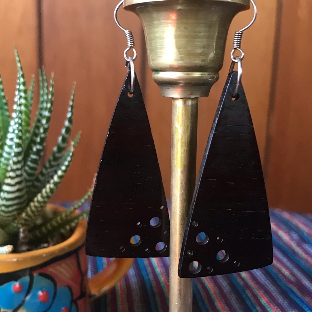 Wood carved earrings